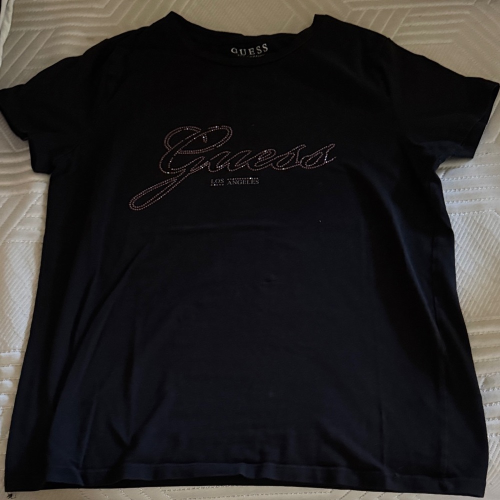Guess Black Tee with Embellished Logo